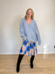 Paul Smith "Pleated Skirt in Blue/Taupe Floral" (Size S)