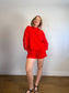 Reebok by Pyer Moss Long Sleeve Mock Neck Top in Red (Size L)