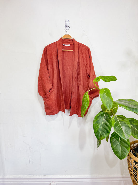 Only Child Slow Fashion "Cardiff Linen Work Jacket" in Terracotta (Size M/L)