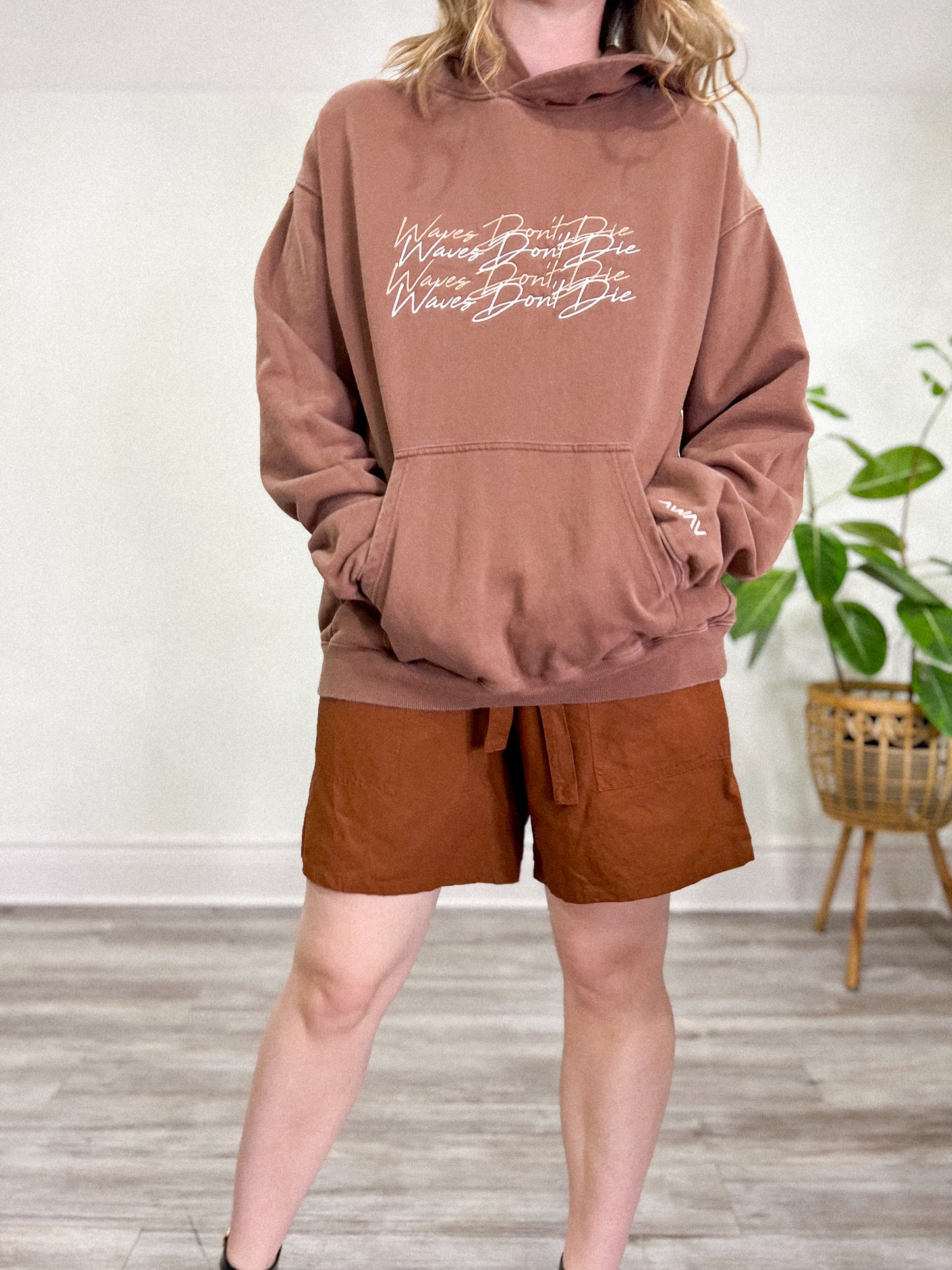 AWAV "Waves Don't Die" Brown Hoodie (Size L)