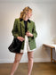Vintage Green Tweed Skirt Suit (Size L)