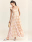 Anthropologie "Maeve Linen Blend Flutter-Sleeve A-Line Midi Dress in Pastel Plaid" (Size S)