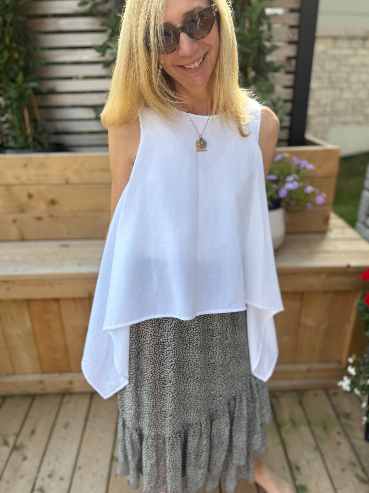 COS White Sleeveless Blouse with Asymetrical Wings (Size XS/S)