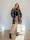 ICHI Plaid Coat in Navy/Brown (Size M/L)