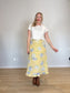 Vintage REVERSIBLE Floral & Paisley Midi Skirt in Yellow (Size L)