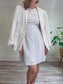 Vintage White Linen Dress with Floral Embroidery (Size M/L)