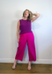 OUI Wide Leg Linen Culottes in Hot Pink (Size XL)