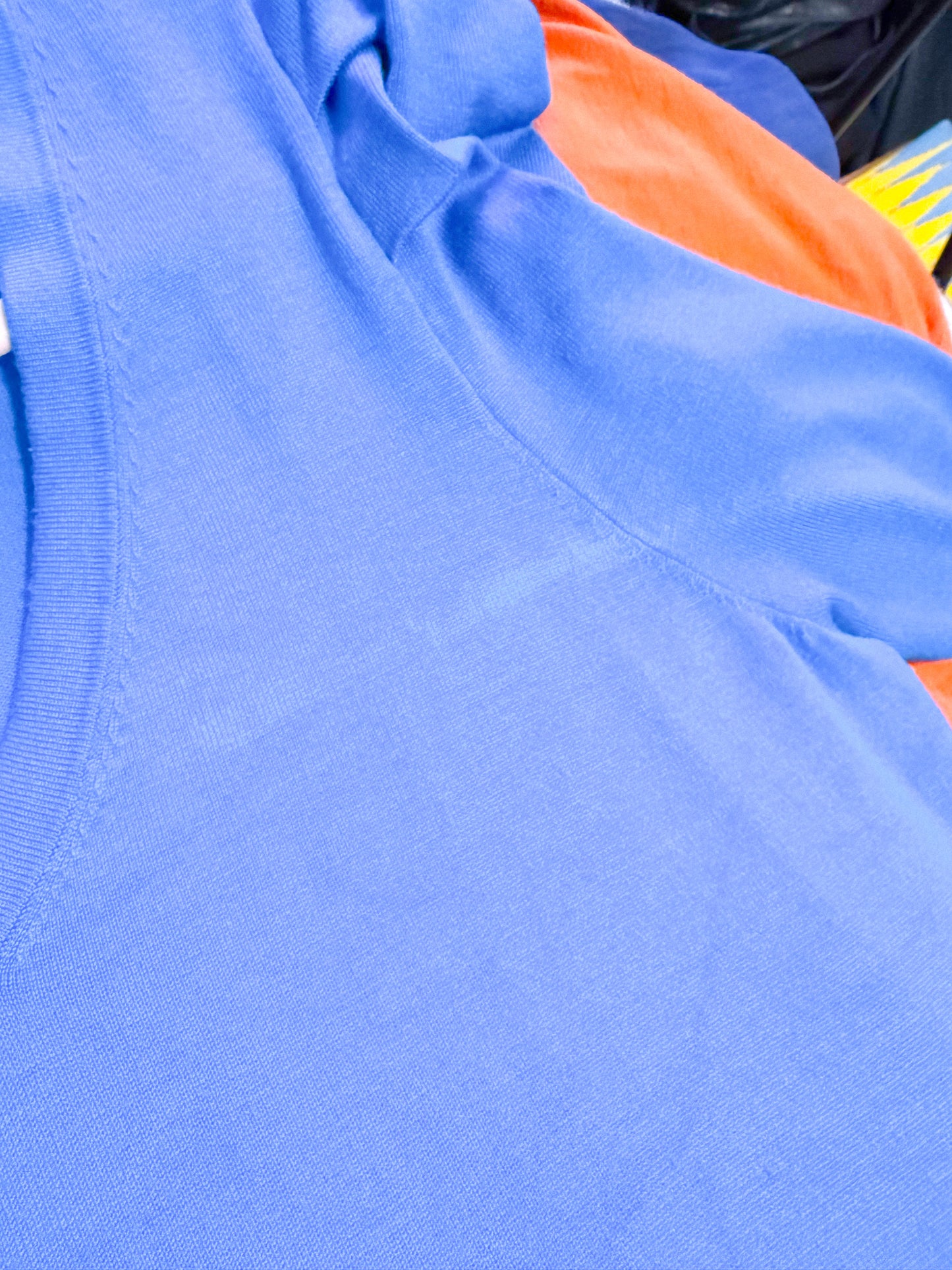 DKNY "Ribbed Knit Puff Sleeve T-Shirt in Blue (Size XL)