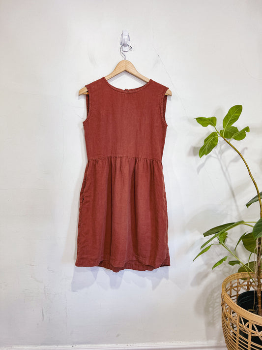 Mantaikotai Slow Fashion "Bogota Linen Dress" in Rust (SIze XS/S)