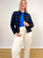 Vintage Plaid Wool Cropped Shacket in Blue/Grey (Size M)