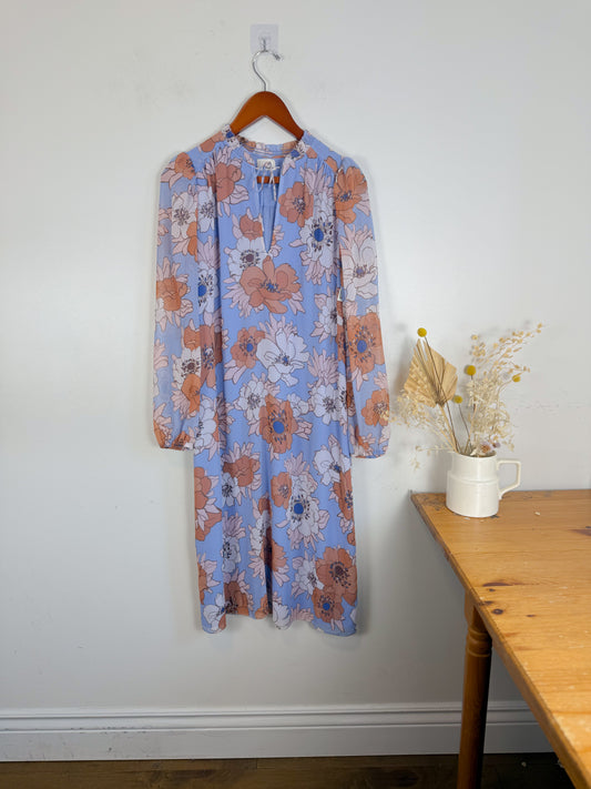 Wilfred "Molly Midi Dress in Blue / Pink Soft Iris" (Size M/L)
