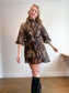 Banana Republic High Neck Balloon Sleeve Mini Dress in Brown/Black Print (Size M/L)