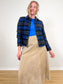 Vintage Plaid Wool Cropped Shacket in Blue/Grey (Size M)