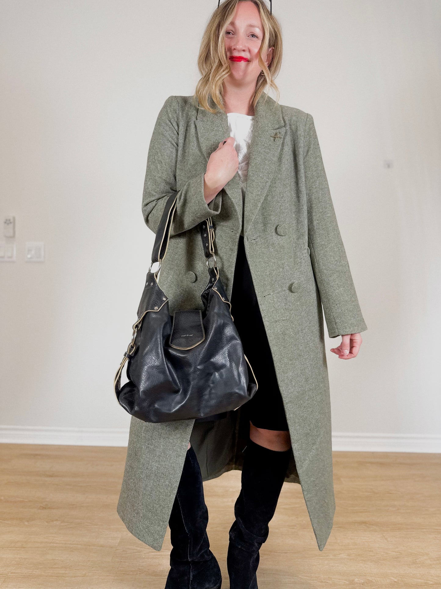 Torn by Ronny Kobo Tyra Peacoat in Moss Green (Size L)