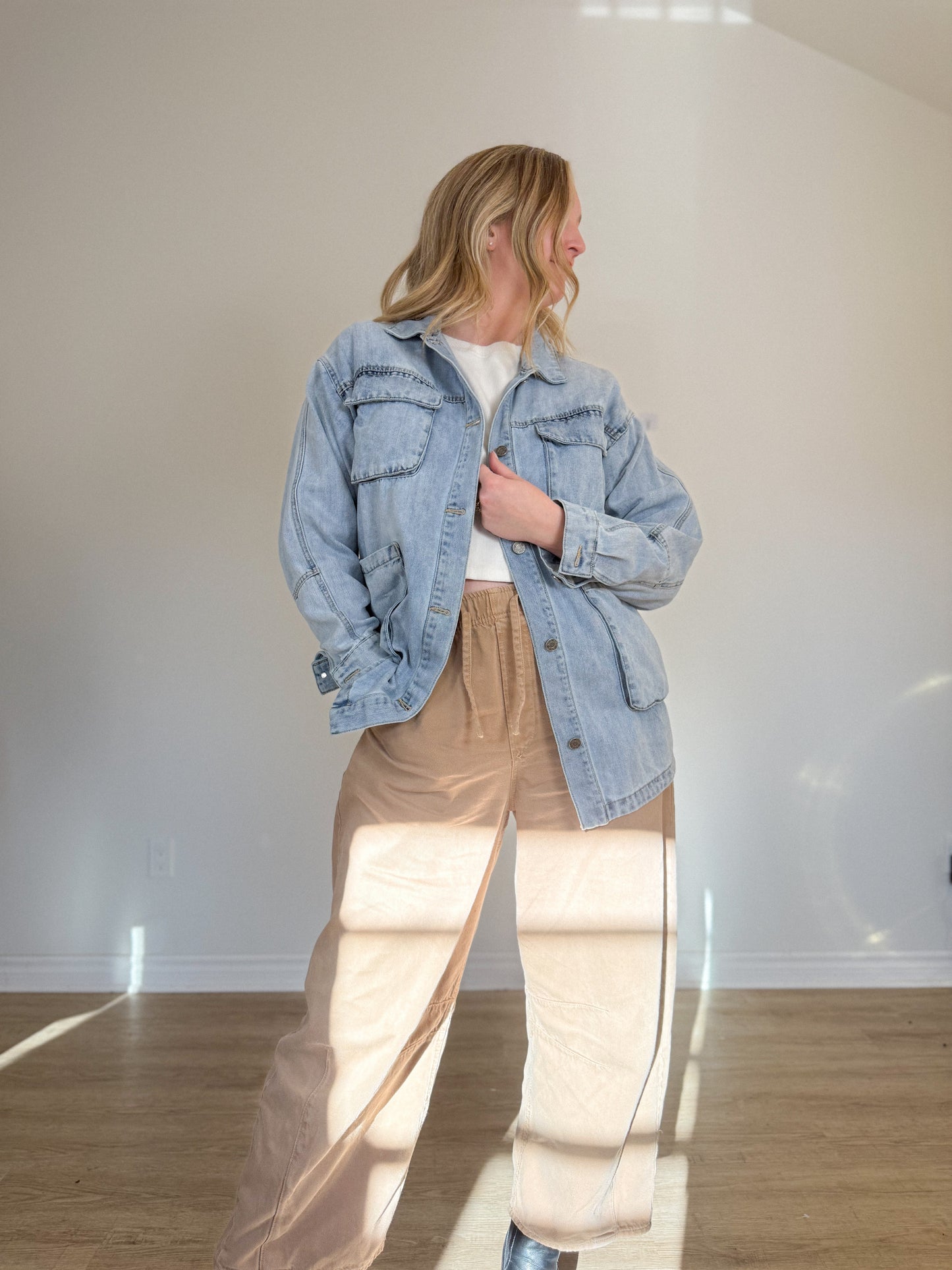 AFRM Light Wash Denim Jacket (Size M/L)