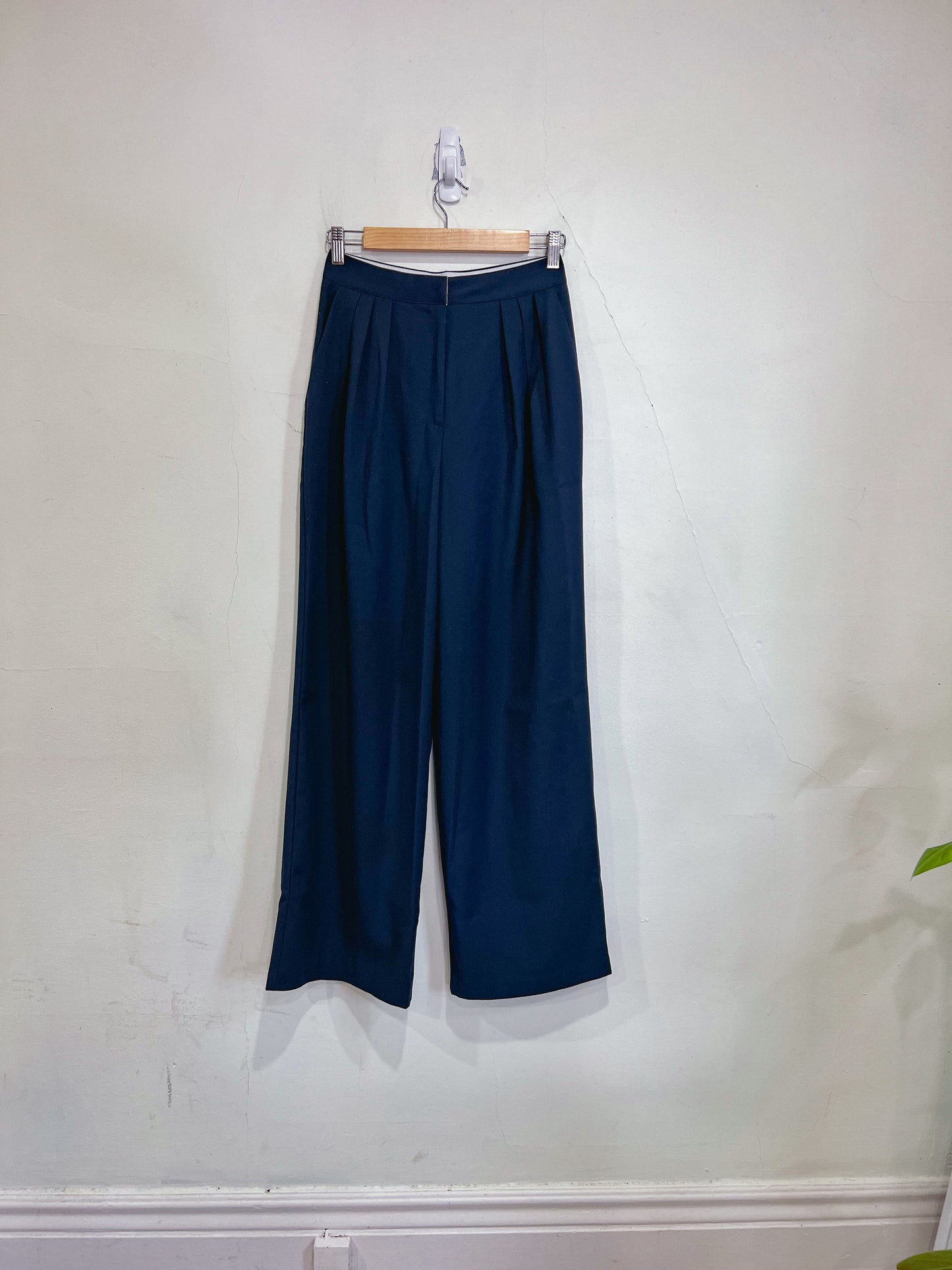 Oak + Fort Wide Leg Trousers in Navy (Size S)