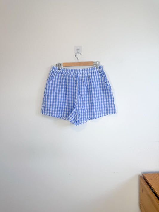 By Together Blue/White Checkered Shorts (Size L)