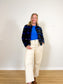 Vintage Plaid Wool Cropped Shacket in Blue/Grey (Size M)
