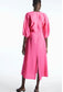 COS Puff Sleeve Midi Dress in Hot Pink (Size M/L)