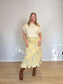 Vintage REVERSIBLE Floral & Paisley Midi Skirt in Yellow (Size L)