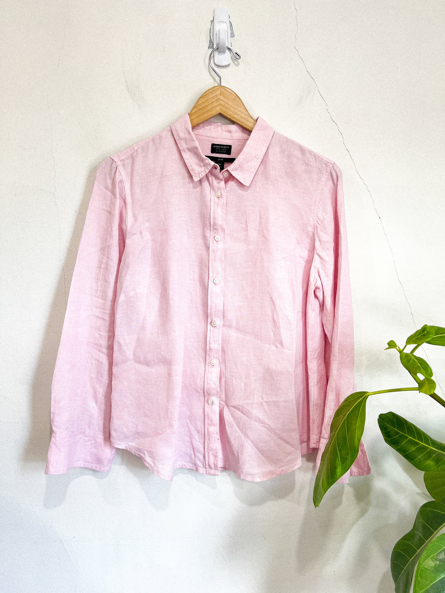 J.Crew Pink Linen Button Down (Size 12P)