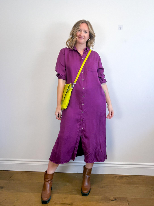 FRNCH Paris Shirt Dress in Aubergine Purple (Size S-L)