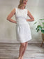 Vintage White Linen Dress with Floral Embroidery (Size M/L)