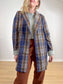 ICHI Plaid Coat in Navy/Brown (Size M/L)
