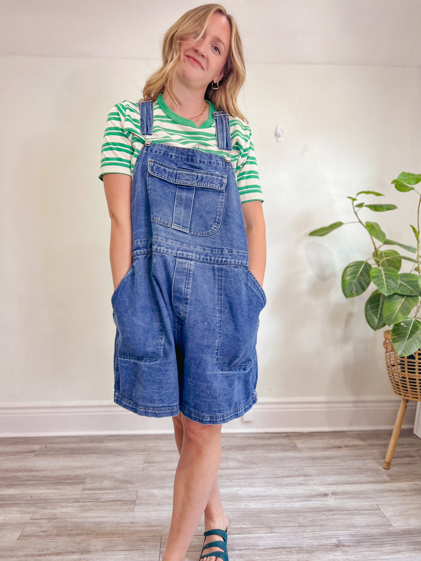 Vintage Short Denim Overalls (Size XXL)