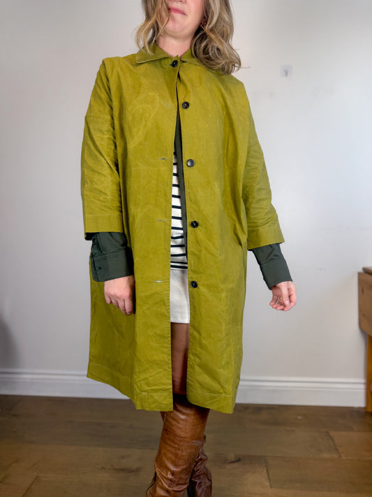 Cawley Studio Designer Canvas Trench Coat in Green (Size S-L)