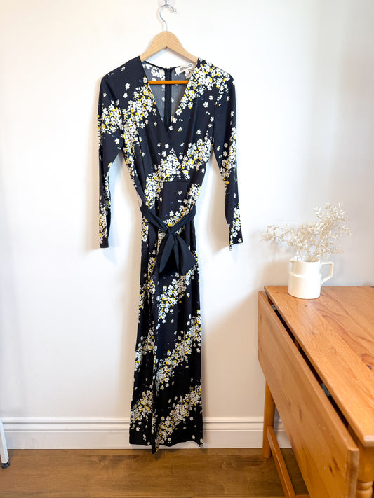 Diane Von Furstenberg Designer Long Sleeve Floral Jumpsuit (Size S)