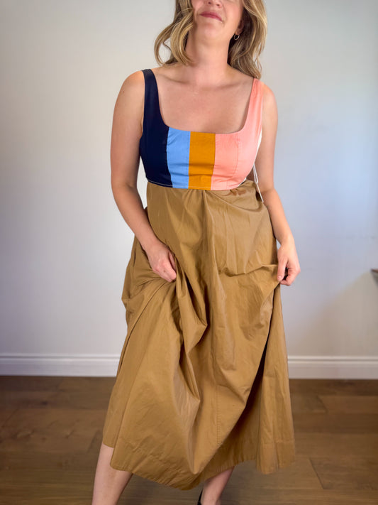 STAUD Designer "Cropped Wells Striped Tank Top" NWT (Size L)