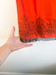 Vintage Silk Beaded Sleeveless Top in Orange (Size M)