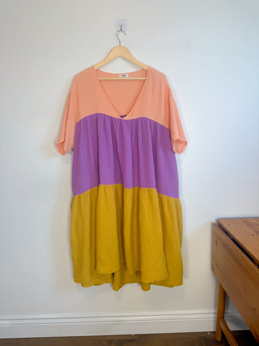 REDSKY SHOP Endless Summer Colour-block Cotton Dress (Size 2XL)