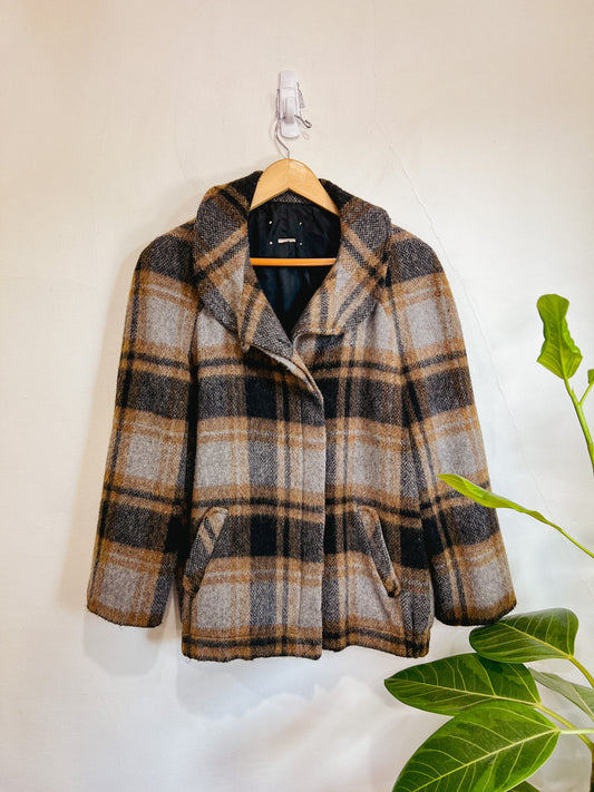 Vintage Wool Checkered Jacket (Size M)