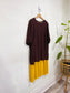 COS Maroon Oversized Dress with Yellow Chiffon Panel (Size L)