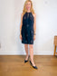 Vintage Black Mini Dress with Sequin Starbursts (Size M)