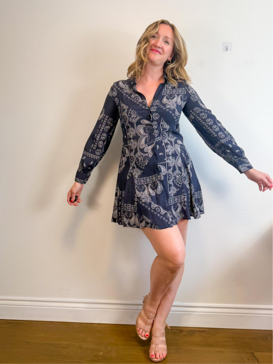 InWear "Esilya Dress in Navy Print" (Size M)
