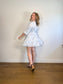 MAJE "Patterned Pleated Dress in Blue/White" NWT (Size M/L)