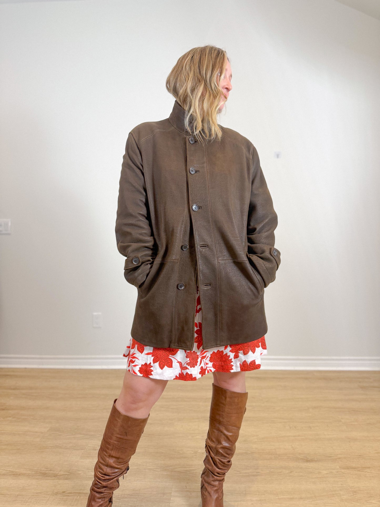 Vintage Danier Leather Coat in Brown (Size L)