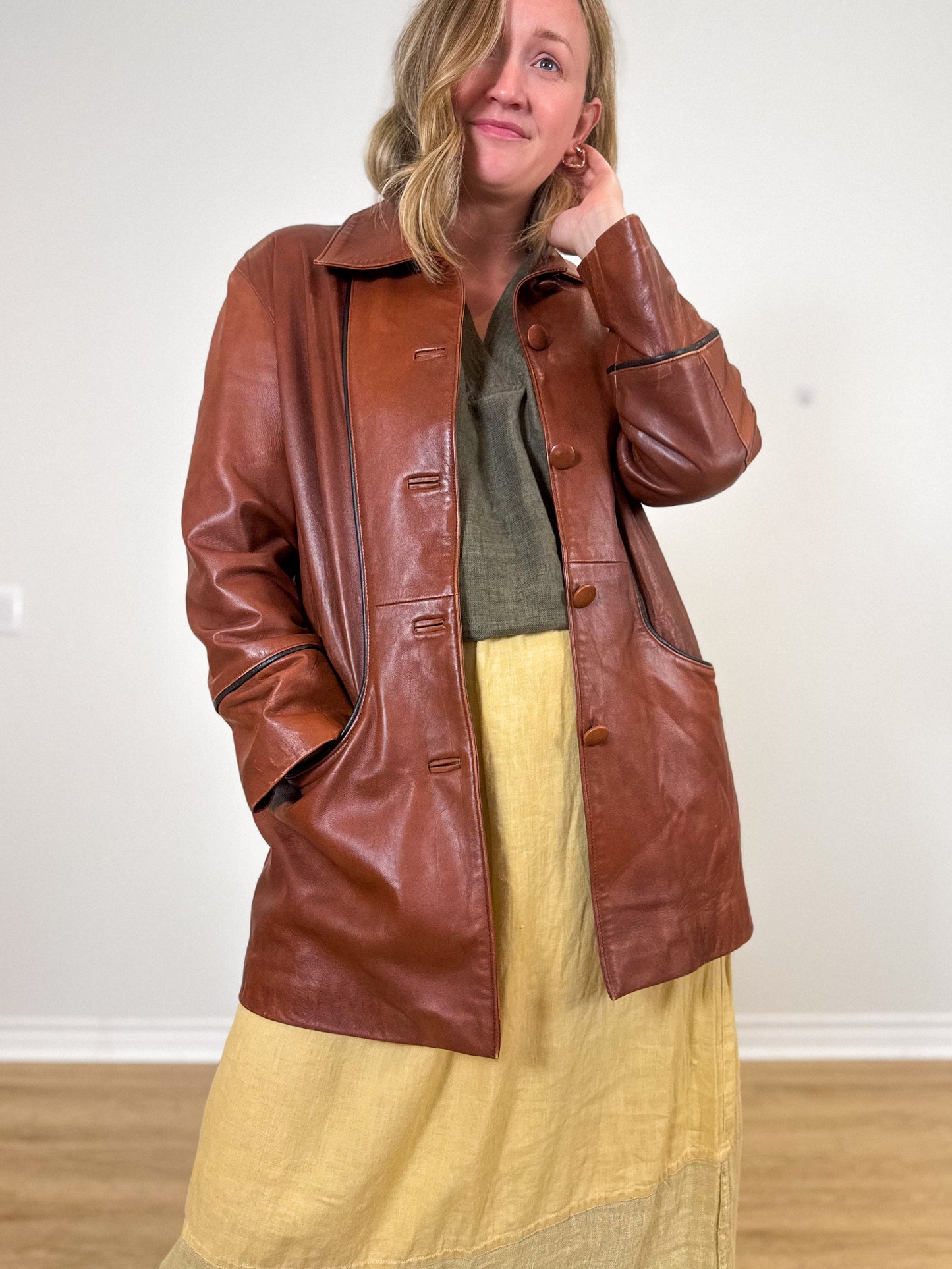 Vintage Bertanni Leather Jacket in Brown (Size L)