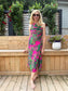 FARM RIO "Leaves Midi Dress in Hot Pink/Green" (Size S)