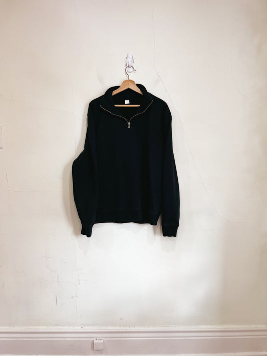 KOTN Slow Fashion "Quarter Zip French Terry Sweatshirt in Black" (Size L)