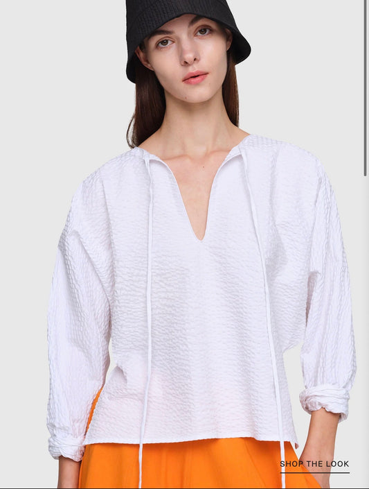 In Good Company "Seersucker Buick Top in White" (Size M)