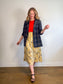 Vintage Liz Linen Floral Midi Skirt (Size L)