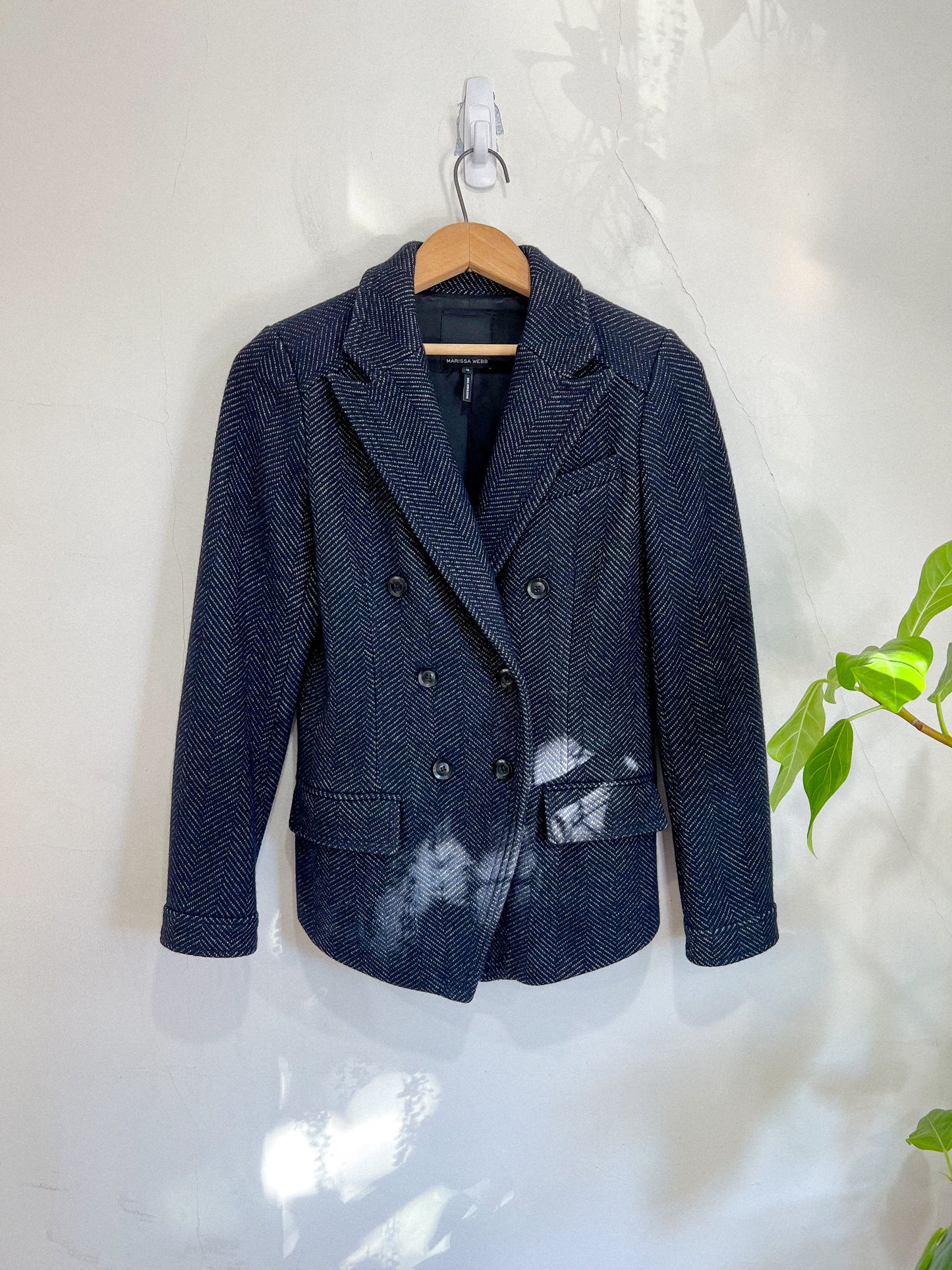 Marissa Webb Designer Wool Tweed Blazer in Navy (Size M)