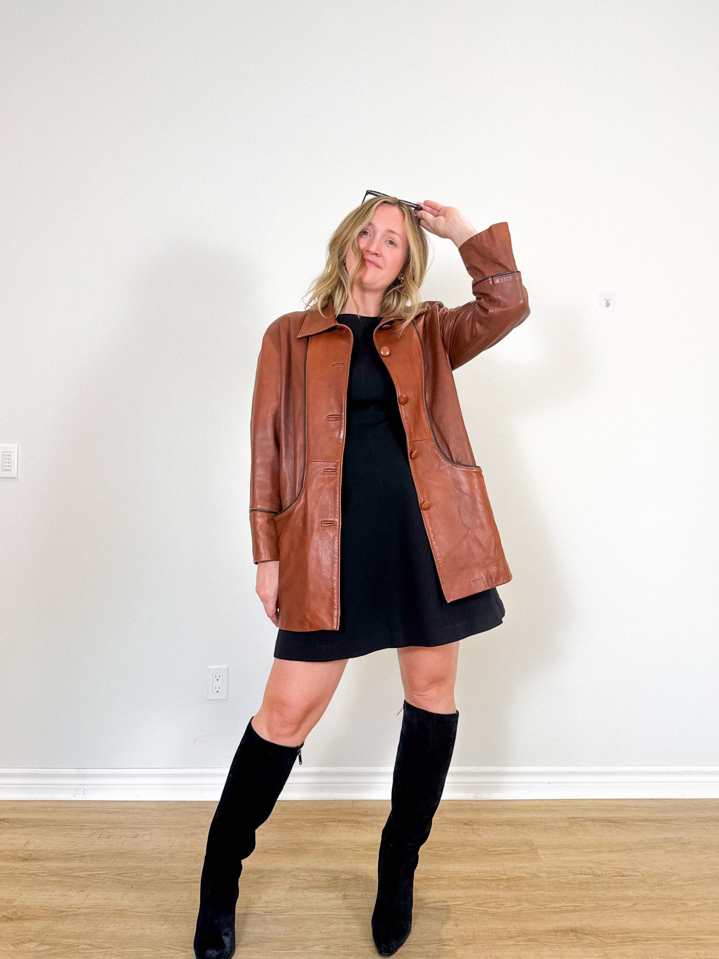 Vintage Bertanni Leather Jacket in Brown (Size L)