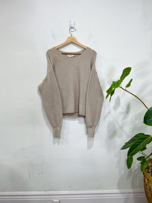 Good American Ribbed Cropped Sweater in Beige (Size M/L)