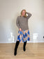 Paul Smith "Pleated Skirt in Blue/Taupe Floral" (Size S)