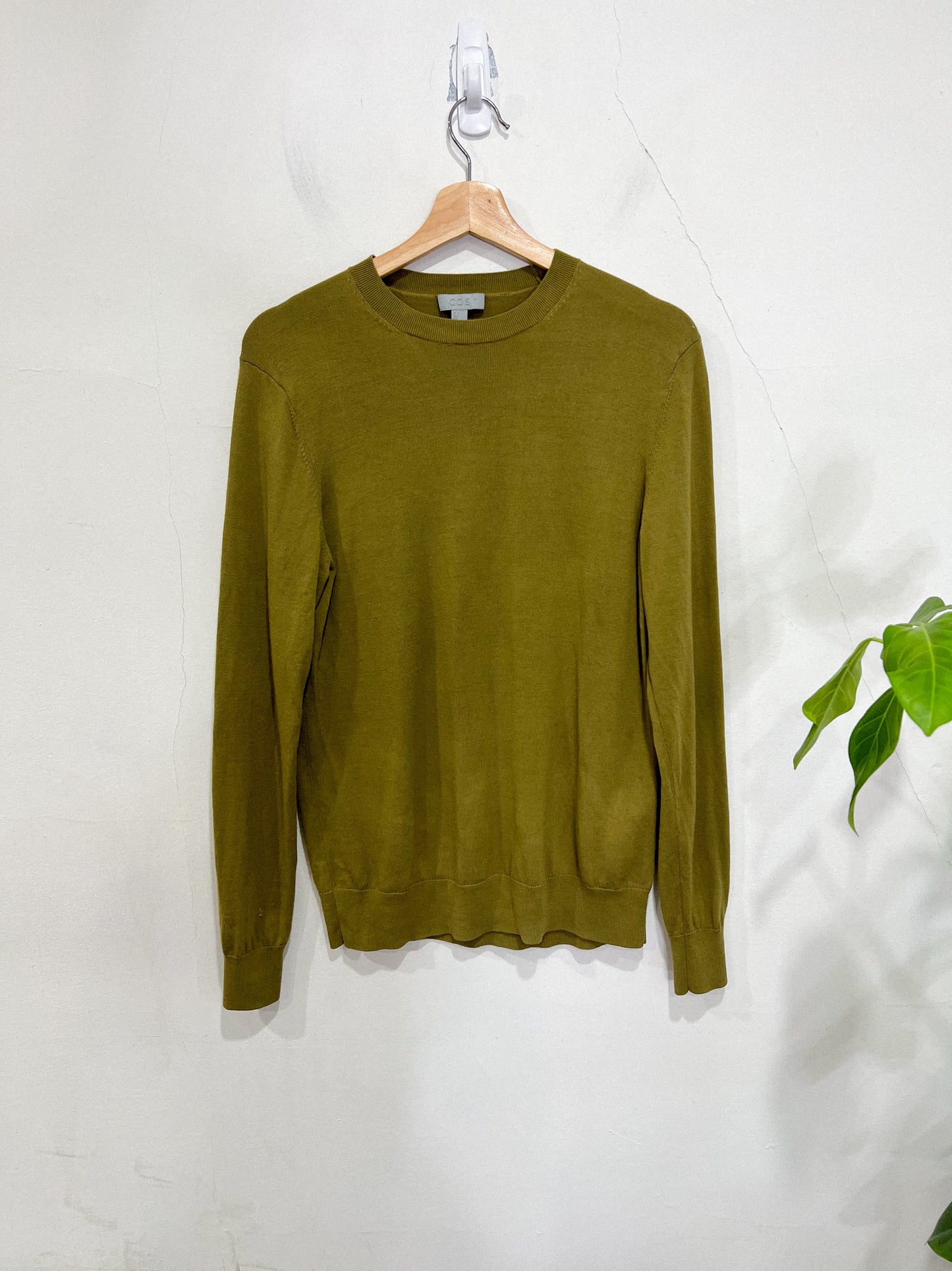 COS Lightwool Wool Crewneck in Green (Size S)